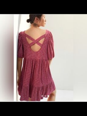 Daily Practice Anthropologie Crisscross Back Short Sleeve Babydoll Dress